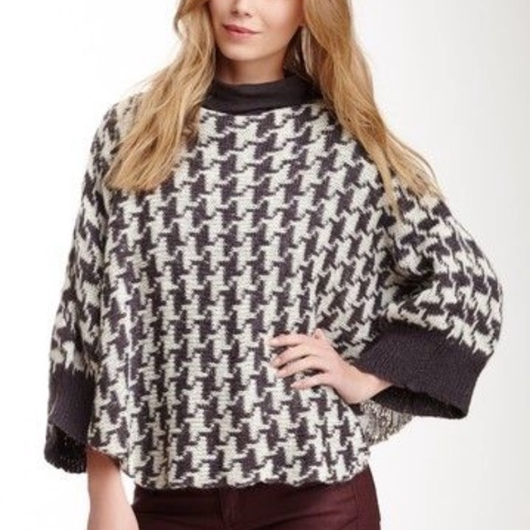 Wooden Ships Sweaters - Wooden Ships Houndstooth Ruana Mohair Wool Sweater
